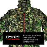 AYIN Ghillie Suit for Men, Hunting Suits for Men, 3D Leaf Bush Ghillie Suit Camo for Turkey Hunting, Woodland Gilly Suits, Hooded Gillies for Men or Youth Camo Hunting Suits (Green Leaf)