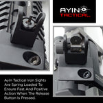 AYIN Tactical 45 Degree Offset Flip Up Iron Sights for Rifle, Rapid Transition Backup Front and Rear Iron Sight, Picatinny Rail and Weaver Rail