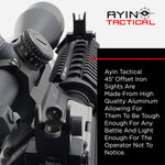 AYIN Tactical 45 Degree Offset Flip Up Iron Sights for Rifle, Rapid Transition Backup Front and Rear Iron Sight, Picatinny Rail and Weaver Rail