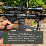 AyinSights Reaper 6-24x50 First Focal Plane Tactical / Hunting Scope with Tactical Turrets, Throw Lever & Flip Caps